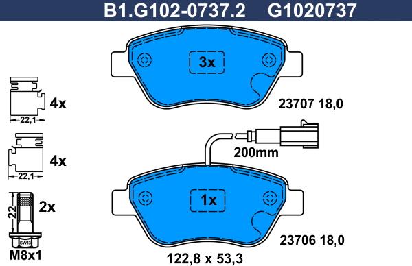 Galfer B1.G102-0737.2 - Гальмівні колодки, дискові гальма autocars.com.ua