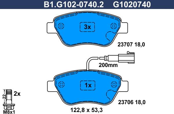 Galfer B1.G102-0740.2 - Тормозные колодки, дисковые, комплект avtokuzovplus.com.ua