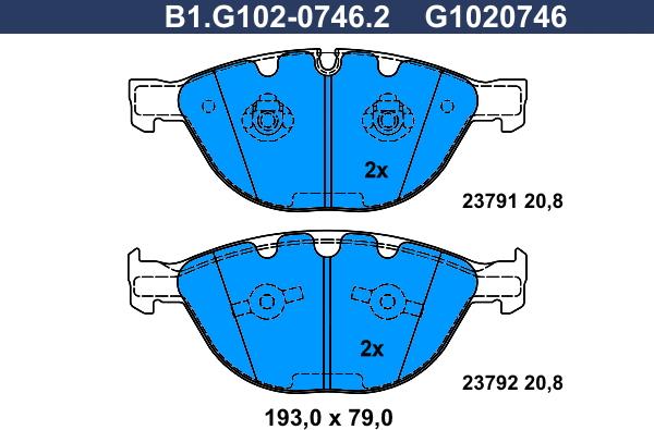 Galfer B1.G102-0746.2 - Гальмівні колодки, дискові гальма autocars.com.ua