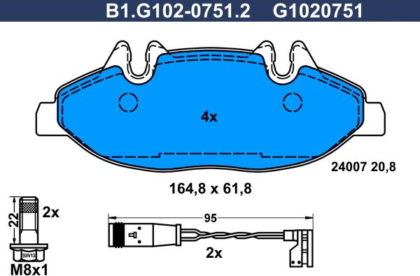 Galfer B1.G102-0751.2 - Гальмівні колодки, дискові гальма autocars.com.ua