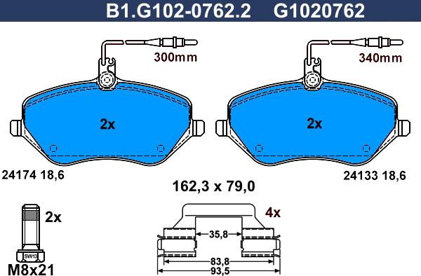 Galfer B1.G102-0762.2 - Тормозные колодки, дисковые, комплект avtokuzovplus.com.ua