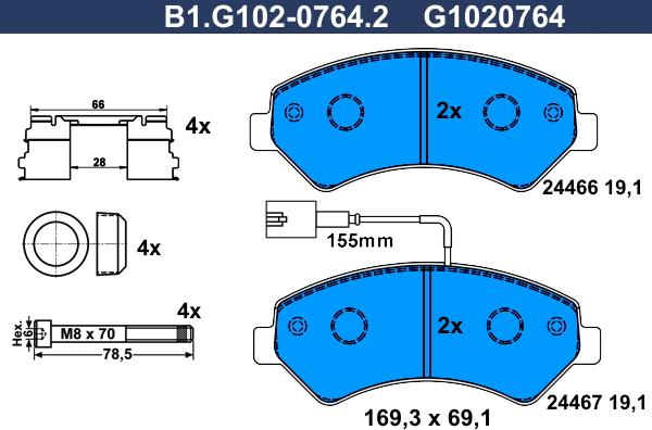 Galfer B1.G102-0764.2 - Тормозные колодки, дисковые, комплект autodnr.net