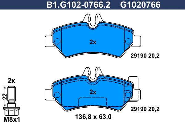 Galfer B1.G102-0766.2 - Гальмівні колодки, дискові гальма autocars.com.ua