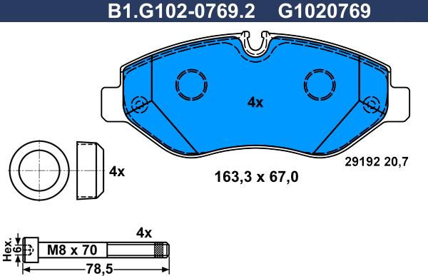 Galfer B1.G102-0769.2 - Тормозные колодки, дисковые, комплект avtokuzovplus.com.ua