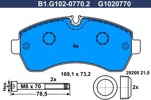 Galfer B1.G102-0770.2 - Гальмівні колодки, дискові гальма autocars.com.ua