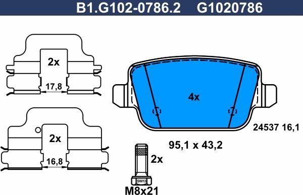 Galfer B1.G102-0786.2 - Гальмівні колодки, дискові гальма autocars.com.ua