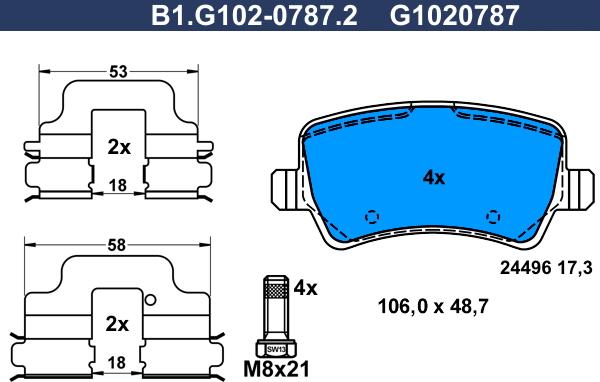 Galfer B1.G102-0787.2 - Гальмівні колодки, дискові гальма autocars.com.ua