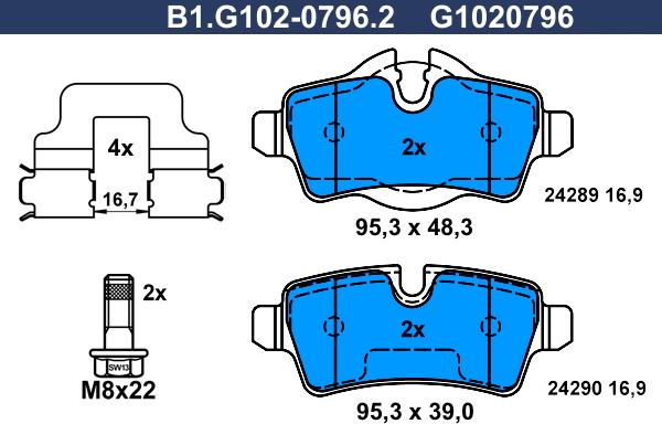 Galfer B1.G102-0796.2 - Гальмівні колодки, дискові гальма autocars.com.ua