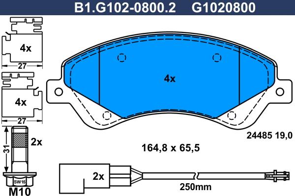 Galfer B1.G102-0800.2 - Тормозные колодки, дисковые, комплект avtokuzovplus.com.ua