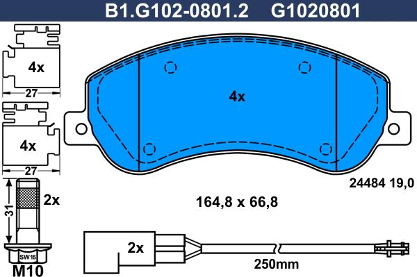 Galfer B1.G102-0801.2 - Гальмівні колодки, дискові гальма autocars.com.ua