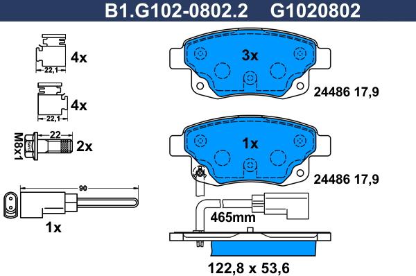 Galfer B1.G102-0802.2 - Гальмівні колодки, дискові гальма autocars.com.ua