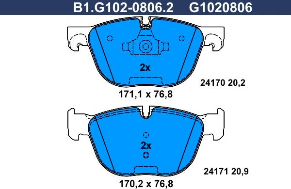 Galfer B1.G102-0806.2 - Гальмівні колодки, дискові гальма autocars.com.ua
