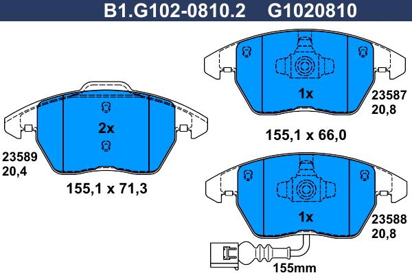 Galfer B1.G102-0810.2 - Тормозные колодки, дисковые, комплект avtokuzovplus.com.ua