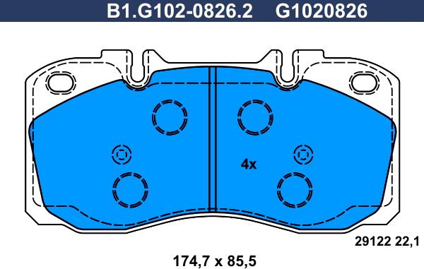 Galfer B1.G102-0826.2 - Гальмівні колодки, дискові гальма autocars.com.ua