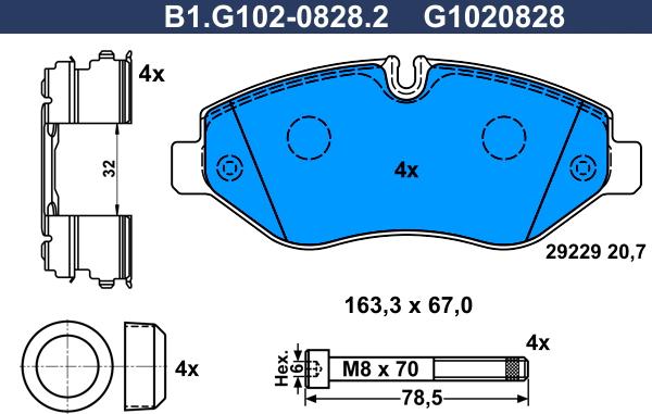 Galfer B1.G102-0828.2 - Тормозные колодки, дисковые, комплект avtokuzovplus.com.ua