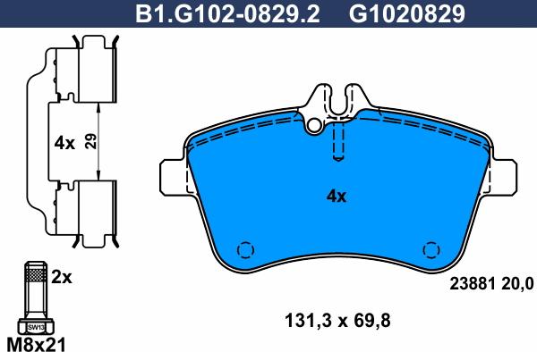 Galfer B1.G102-0829.2 - Тормозные колодки, дисковые, комплект avtokuzovplus.com.ua