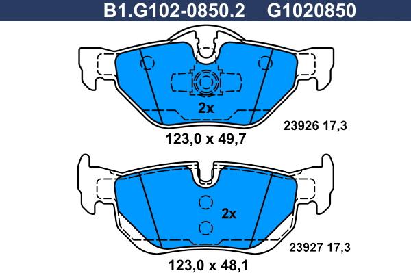 Galfer B1.G102-0850.2 - Гальмівні колодки, дискові гальма autocars.com.ua