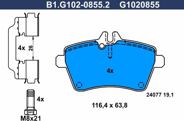 Galfer B1.G102-0855.2 - Тормозные колодки, дисковые, комплект avtokuzovplus.com.ua