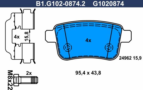 Galfer B1.G102-0874.2 - Тормозные колодки, дисковые, комплект avtokuzovplus.com.ua