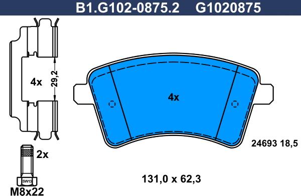 Galfer B1.G102-0875.2 - Тормозные колодки, дисковые, комплект avtokuzovplus.com.ua