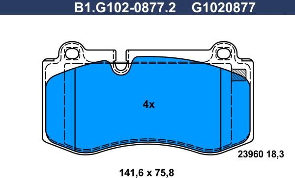 Galfer B1.G102-0877.2 - Тормозные колодки, дисковые, комплект avtokuzovplus.com.ua