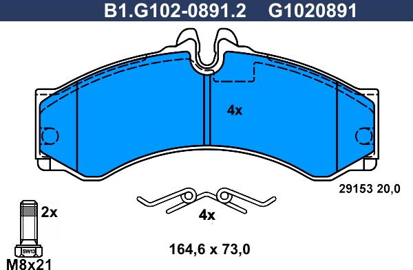 Galfer B1.G102-0891.2 - Гальмівні колодки, дискові гальма autocars.com.ua