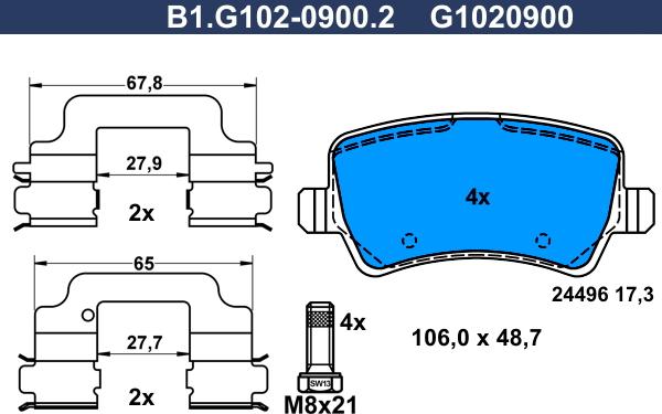 Galfer B1.G102-0900.2 - Тормозные колодки, дисковые, комплект avtokuzovplus.com.ua