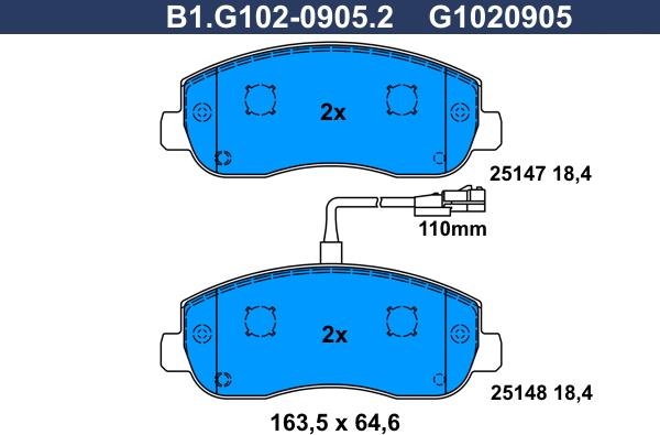 Galfer B1.G102-0905.2 - Тормозные колодки, дисковые, комплект avtokuzovplus.com.ua