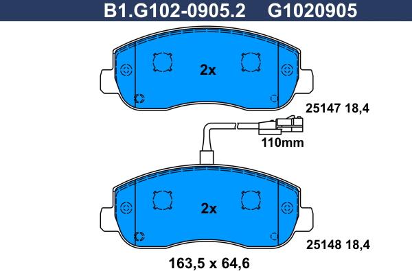 Galfer B1.G102-0905.2 - Тормозные колодки, дисковые, комплект autodnr.net