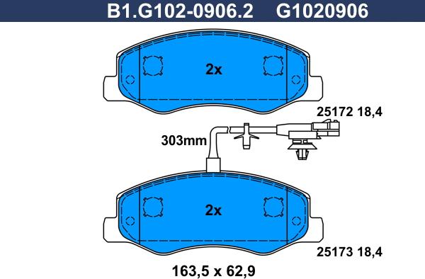 Galfer B1.G102-0906.2 - Тормозные колодки, дисковые, комплект avtokuzovplus.com.ua