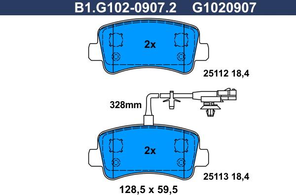 Galfer B1.G102-0907.2 - Гальмівні колодки, дискові гальма autocars.com.ua