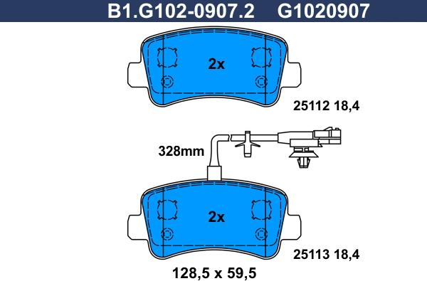 Galfer B1.G102-0907.2 - Тормозные колодки, дисковые, комплект autodnr.net