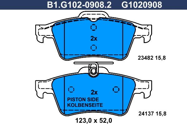 Galfer B1.G102-0908.2 - Тормозные колодки, дисковые, комплект avtokuzovplus.com.ua