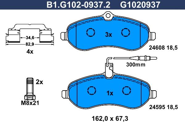 Galfer B1.G102-0937.2 - Гальмівні колодки, дискові гальма autocars.com.ua