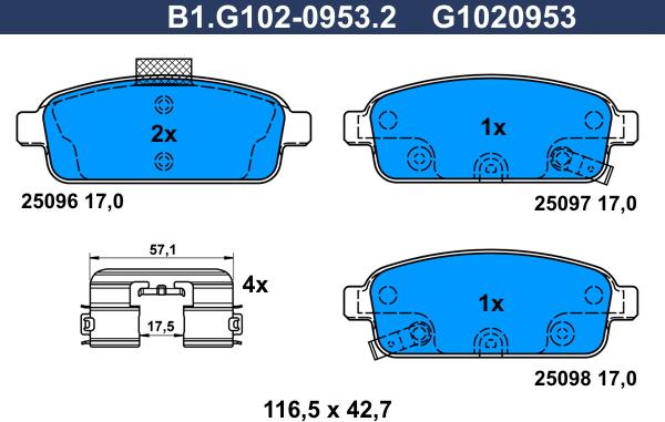 Galfer B1.G102-0953.2 - Тормозные колодки, дисковые, комплект autodnr.net