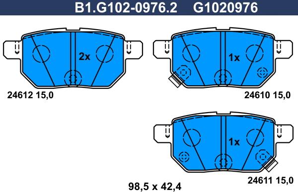 Galfer B1.G102-0976.2 - Гальмівні колодки, дискові гальма autocars.com.ua