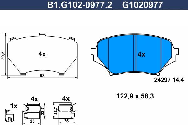 Galfer B1.G102-0977.2 - Тормозные колодки, дисковые, комплект autodnr.net