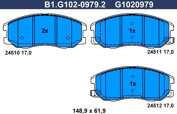 Galfer B1.G102-0979.2 - Гальмівні колодки, дискові гальма autocars.com.ua