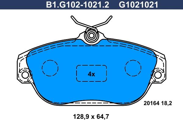 Galfer B1.G102-1021.2 - Тормозные колодки, дисковые, комплект avtokuzovplus.com.ua