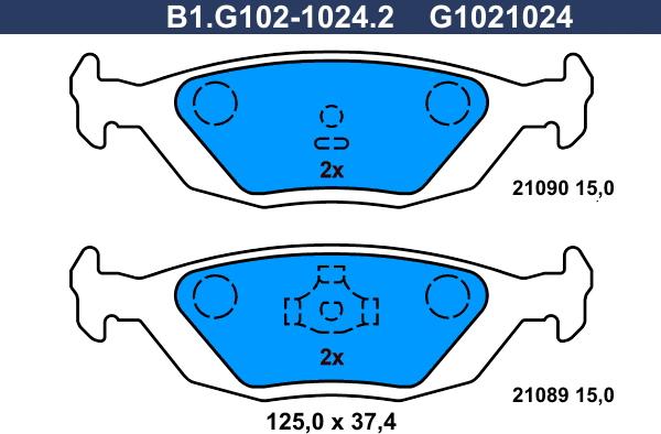 Galfer B1.G102-1024.2 - Тормозные колодки, дисковые, комплект avtokuzovplus.com.ua