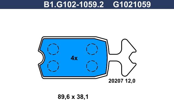 Galfer B1.G102-1059.2 - Гальмівні колодки, дискові гальма autocars.com.ua