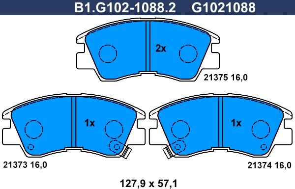 Galfer B1.G102-1088.2 - Гальмівні колодки, дискові гальма autocars.com.ua