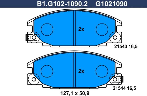 Galfer B1.G102-1090.2 - Гальмівні колодки, дискові гальма autocars.com.ua