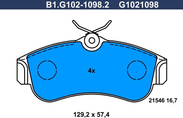 Galfer B1.G102-1098.2 - Гальмівні колодки, дискові гальма autocars.com.ua