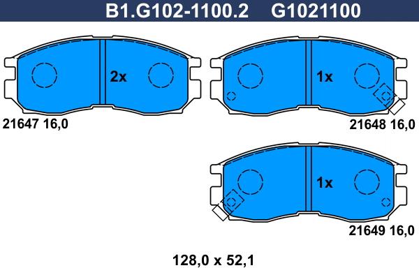 Galfer B1.G102-1100.2 - Тормозные колодки, дисковые, комплект avtokuzovplus.com.ua