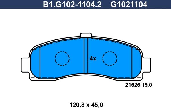 Galfer B1.G102-1104.2 - Гальмівні колодки, дискові гальма autocars.com.ua