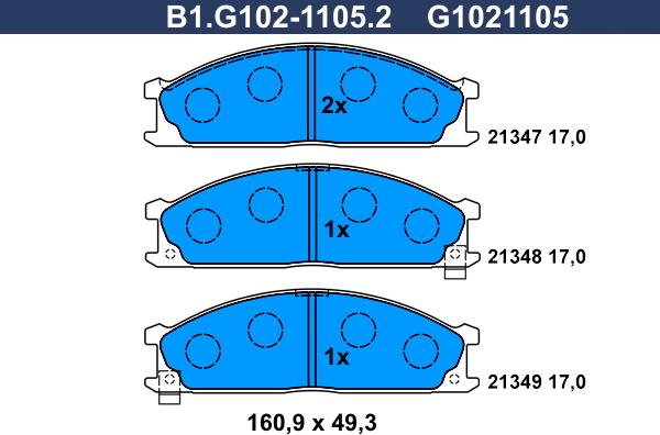 Galfer B1.G102-1105.2 - Гальмівні колодки, дискові гальма autocars.com.ua