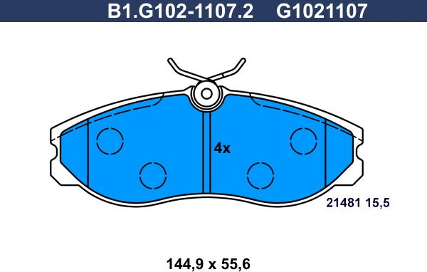 Galfer B1.G102-1107.2 - Тормозные колодки, дисковые, комплект avtokuzovplus.com.ua