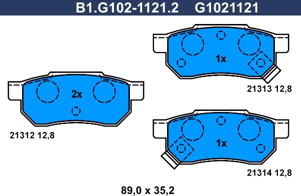 Galfer B1.G102-1121.2 - Тормозные колодки, дисковые, комплект autodnr.net