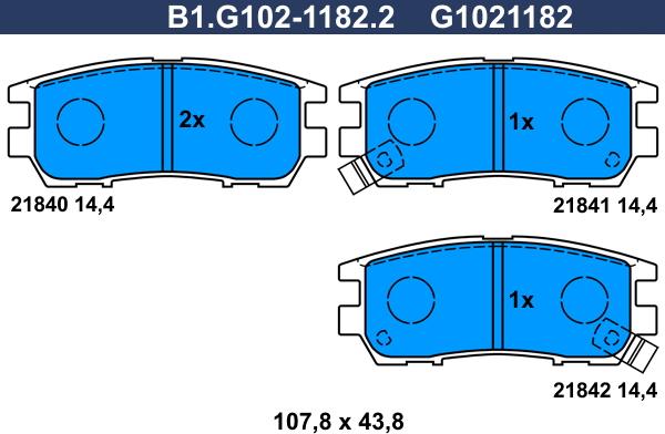 Galfer B1.G102-1182.2 - Тормозные колодки, дисковые, комплект autodnr.net